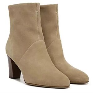 Franco Sarto Pia Ankle Heeled Bootie Boots Cookie Tan Size 8 Suede Leather